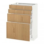 МЕТОД / МАКСИМЕРА Напольн шкаф 4 фронт панели/4 ящика - белый, Экестад дуб, 60x37 см МЕТОД / МАКСИМЕРА Напольн шкаф 4 фронт панели/4 ящика - белый, Экестад дуб, 60x37 см