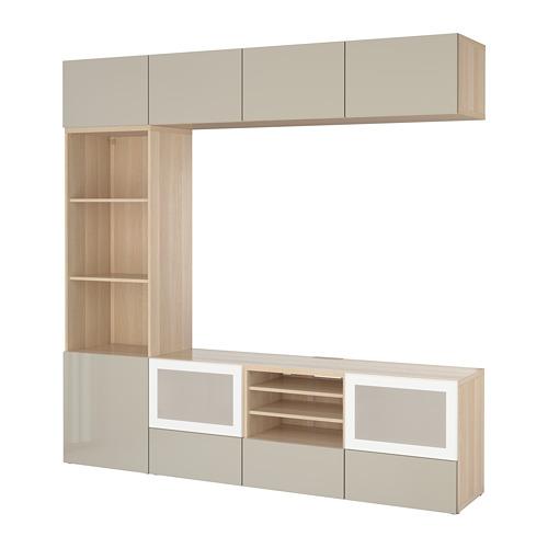 BESTÅ шкаф для ТВ, комбин/стеклян дверцы серый BESTÅ шкаф для ТВ, комбин/стеклян дверцы серый