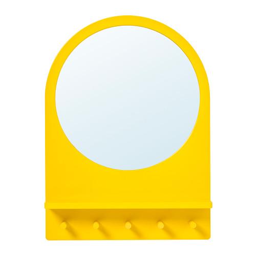 SALTRÖD зеркало с полкой и крючками желтый SALTRÖD зеркало с полкой и крючками желтый