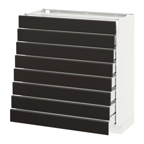 МЕТОД / МАКСИМЕРА Наполн шкаф 8 фронт/8 низк ящиков - белый, Кунгсбакка антрацит, 80x37 см МЕТОД / МАКСИМЕРА Наполн шкаф 8 фронт/8 низк ящиков - белый, Кунгсбакка антрацит, 80x37 см