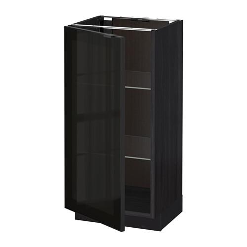 МЕТОД Напольный шкаф со стекл дверцей - под дерево черный, 40x37x80 см МЕТОД Напольный шкаф со стекл дверцей - под дерево черный, 40x37x80 см