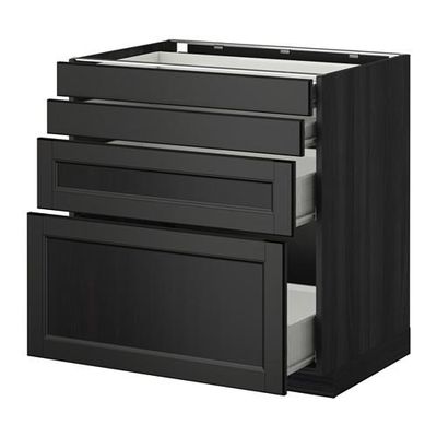 МЕТОД / ФОРВАРА Напольн шкаф 4 фронт панели/4 ящика - 80x60 см, Лаксарби черно-коричневый, под дерево черный МЕТОД / ФОРВАРА Напольн шкаф 4 фронт панели/4 ящика - 80x60 см, Лаксарби черно-коричневый, под дерево черный
