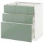 МЕТОД / ФОРВАРА Напольный шкаф с 3 ящиками - белый, Калларп глянцевый светло-зеленый, 80x60 см