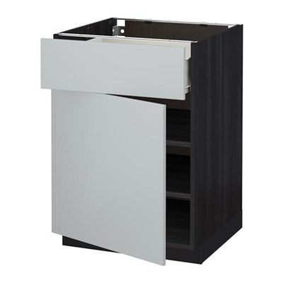 МЕТОД / ФОРВАРА Напольный шкаф с ящиком/дверью - 60x60 см, Веддинге серый, под дерево черный МЕТОД / ФОРВАРА Напольный шкаф с ящиком/дверью - 60x60 см, Веддинге серый, под дерево черный