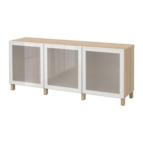 БЕСТО Комбинация для хранения с дверцами - под беленый дуб/Глассвик белый матовое стекло БЕСТО Комбинация для хранения с дверцами - под беленый дуб/Глассвик белый матовое стекло