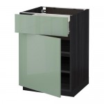 МЕТОД / ФОРВАРА Напольный шкаф с ящиком/дверью - под дерево черный, Калларп глянцевый светло-зеленый, 60x60 см