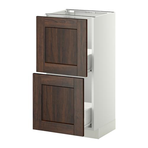 МЕТОД / ФОРВАРА Наполн шк 2 фрнт/2 средн ящ - белый, Эдсерум под дерево коричневый, 40x37 см