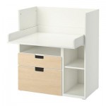СТУВА Стол с 2 ящиками - белый/береза