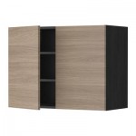 МЕТОД Навесной шкаф с полками/2дверцы - 80x60 см, Брокхульт под грецкий орех светло-серый, под дерево черный МЕТОД Навесной шкаф с полками/2дверцы - 80x60 см, Брокхульт под грецкий орех светло-серый, под дерево черный