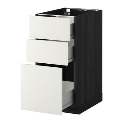 МЕТОД / ФОРВАРА Напольный шкаф с 3 ящиками - 40x60 см, Хэггеби белый, под дерево черный МЕТОД / ФОРВАРА Напольный шкаф с 3 ящиками - 40x60 см, Хэггеби белый, под дерево черный