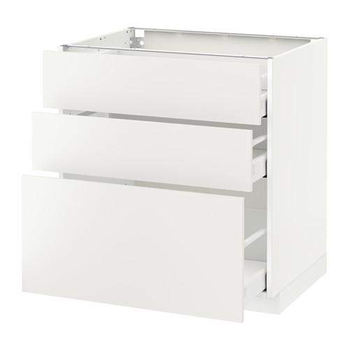 МЕТОД / МАКСИМЕРА Напольный шкаф с 3 ящиками - белый, Хэггеби белый, 80x60 см