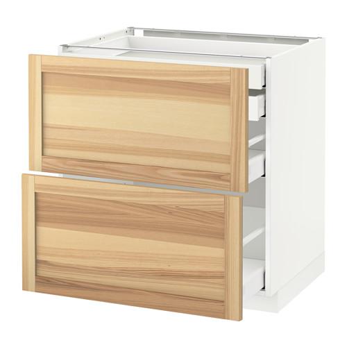 МЕТОД / МАКСИМЕРА Напл шк 2 фрнт/2низ/1срд/1 выс ящ - белый, Торхэмн естественный ясень, 80x60 см