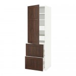 МЕТОД / ФОРВАРА Высокий шкаф+полки/4 ящика/2дверцы - белый, Эдсерум под дерево коричневый МЕТОД / ФОРВАРА Высокий шкаф+полки/4 ящика/2дверцы - белый, Эдсерум под дерево коричневый