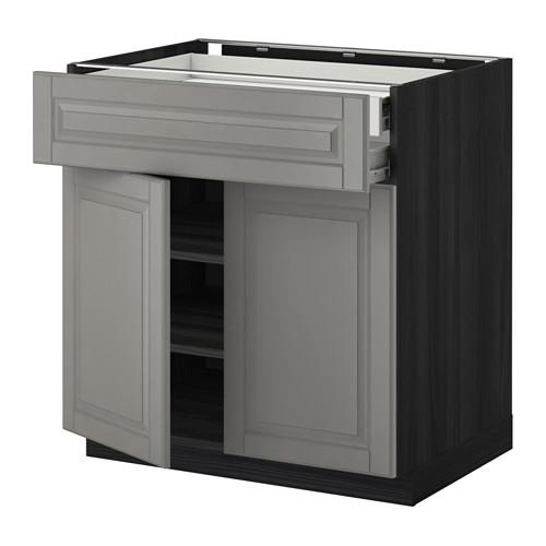 МЕТОД / ФОРВАРА Напольный шкаф/2дверцы/2ящика - под дерево черный, Будбин серый