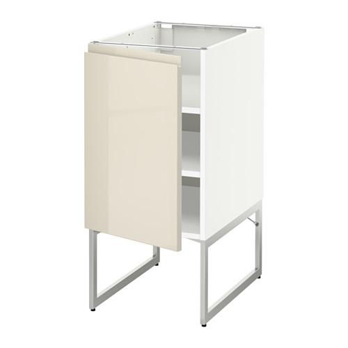 МЕТОД Напольный шкаф с полками - белый, Воксторп глянцевый светло-бежевый, 40x60x60 см