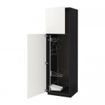 МЕТОД Выс шк с отд д/акс д/убрк - под дерево черный, Хэггеби белый, 60x60x200 см