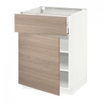 МЕТОД / МАКСИМЕРА Напольный шкаф с ящиком/дверью - 60x60 см, Брокхульт под грецкий орех светло-серый, белый МЕТОД / МАКСИМЕРА Напольный шкаф с ящиком/дверью - 60x60 см, Брокхульт под грецкий орех светло-серый, белый