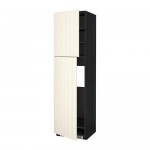 МЕТОД Высокий шкаф д/холодильника/2дверцы - под дерево черный, Хитарп белый с оттенком, 60x60x220 см