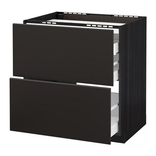 МЕТОД / МАКСИМЕРА Напольн шкаф/2 фронт пнл/3 ящика - под дерево черный, Кунгсбакка антрацит, 80x60 см МЕТОД / МАКСИМЕРА Напольн шкаф/2 фронт пнл/3 ящика - под дерево черный, Кунгсбакка антрацит, 80x60 см