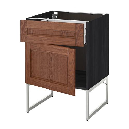 МЕТОД / МАКСИМЕРА Напольный шкаф с ящиком/дверью - под дерево черный, Филипстад коричневый, 60x60x60 см