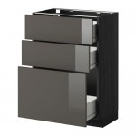 МЕТОД / ФОРВАРА Нплн шк 3 фрнт/3 средн ящика - под дерево черный, Рингульт глянцевый серый, 60x37 см МЕТОД / ФОРВАРА Нплн шк 3 фрнт/3 средн ящика - под дерево черный, Рингульт глянцевый серый, 60x37 см