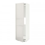 МЕТОД Выс шкаф д/холодильн или морозильн - белый, Рингульт глянцевый светло-серый, 60x60x200 см