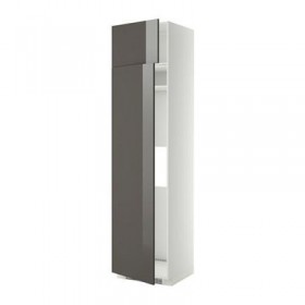 МЕТОД Выс шкаф д/холодильн или морозильн - 60x60x240 см, Рингульт глянцевый серый, белый
