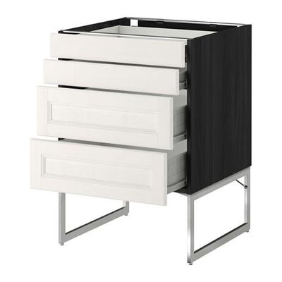 МЕТОД / ФОРВАРА Нплн шк 4 фронт/2 низк/2средн ящ - 60x60x60 см, Лаксарби белый, под дерево черный