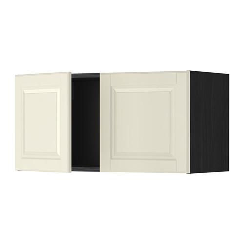 МЕТОД Навесной шкаф с 2 дверями - под дерево черный, Будбин белый с оттенком
