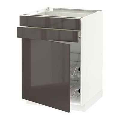 МЕТОД / ФОРВАРА Напольн шкаф/дверца/2ящ/првл крзн - 60x60 см, Рингульт глянцевый серый, белый МЕТОД / ФОРВАРА Напольн шкаф/дверца/2ящ/првл крзн - 60x60 см, Рингульт глянцевый серый, белый