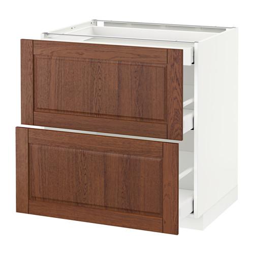 МЕТОД / МАКСИМЕРА Напольный шкаф/2фасада/3ящика - белый, Филипстад коричневый, 80x60 см МЕТОД / МАКСИМЕРА Напольный шкаф/2фасада/3ящика - белый, Филипстад коричневый, 80x60 см