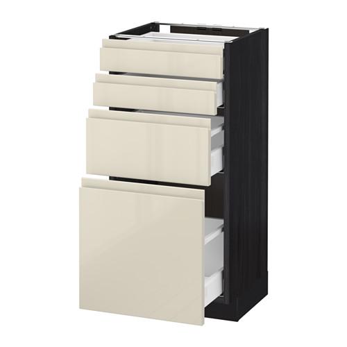 МЕТОД / МАКСИМЕРА Напольн шкаф 4 фронт панели/4 ящика - под дерево черный, Воксторп глянцевый светло-бежевый, 40x37 см МЕТОД / МАКСИМЕРА Напольн шкаф 4 фронт панели/4 ящика - под дерево черный, Воксторп глянцевый светло-бежевый, 40x37 см