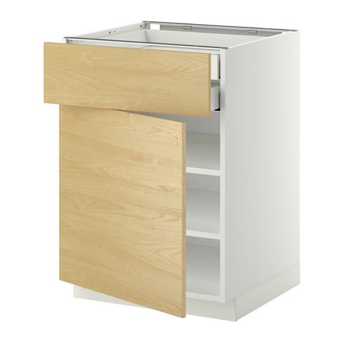 МЕТОД / МАКСИМЕРА Напольн шкаф двр/фр пнл/плк/2низ ящ - белый, Тингсрид под березу, 60x60 см МЕТОД / МАКСИМЕРА Напольн шкаф двр/фр пнл/плк/2низ ящ - белый, Тингсрид под березу, 60x60 см