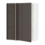 МЕТОД Угловой навесной шкаф с полками - белый, Рингульт глянцевый серый, 88x37x100 см