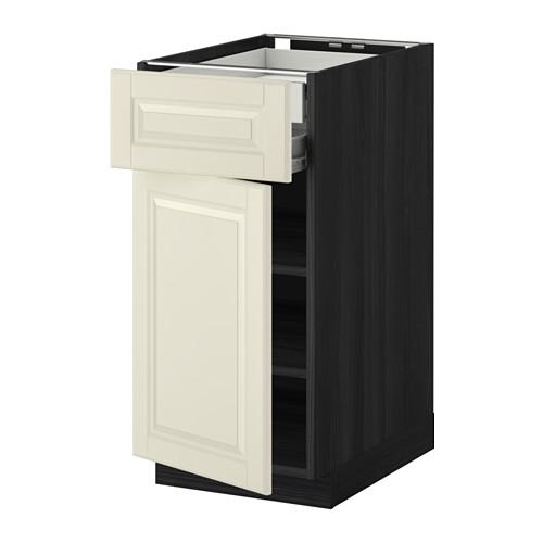 МЕТОД / ФОРВАРА Напольн шкаф двр/фр пнл/плк/2низ ящ - под дерево черный, Будбин белый с оттенком, 40x60 см МЕТОД / ФОРВАРА Напольн шкаф двр/фр пнл/плк/2низ ящ - под дерево черный, Будбин белый с оттенком, 40x60 см