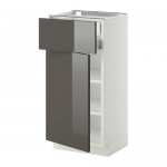 МЕТОД / ФОРВАРА Напольн шкаф двр/фр пнл/плк/2низ ящ - белый, Рингульт глянцевый серый, 40x37 см МЕТОД / ФОРВАРА Напольн шкаф двр/фр пнл/плк/2низ ящ - белый, Рингульт глянцевый серый, 40x37 см