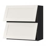 METOD навесной шкаф/2 дверцы, горизонтал черный/Сэведаль белый 80x80 см