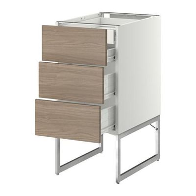 МЕТОД / ФОРВАРА Напольн шкаф 3фронт пнл/2низ/2ср ящ - 40x60x60 см, Брокхульт под грецкий орех светло-серый, белый МЕТОД / ФОРВАРА Напольн шкаф 3фронт пнл/2низ/2ср ящ - 40x60x60 см, Брокхульт под грецкий орех светло-серый, белый
