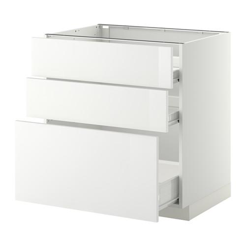 МЕТОД / ФОРВАРА Напольн шкаф 3фрнт пнл/2низк/1ср ящ - белый, Рингульт глянцевый белый, 80x60 см МЕТОД / ФОРВАРА Напольн шкаф 3фрнт пнл/2низк/1ср ящ - белый, Рингульт глянцевый белый, 80x60 см