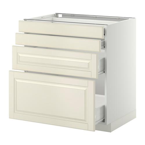 МЕТОД / ФОРВАРА Напольн шкаф 4 фронт панели/4 ящика - 80x60 см, Будбин белый с оттенком, белый