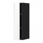 МЕТОД Шкаф навесной с полкой - под дерево черный, Рингульт глянцевый белый, 20x80 см