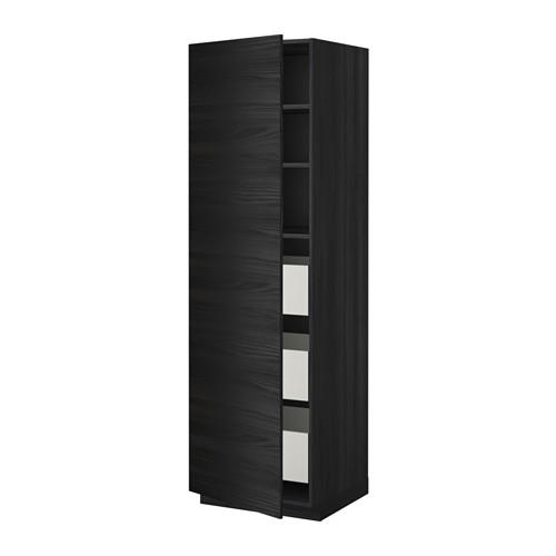 МЕТОД / МАКСИМЕРА Высокий шкаф с ящиками - под дерево черный, Тингсрид под дерево черный, 60x60x200 см