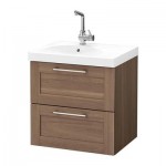 ГОДМОРГОН / ЭДЕБОВИКЕН Шкаф для раковины с 2 ящ - грецкий орех