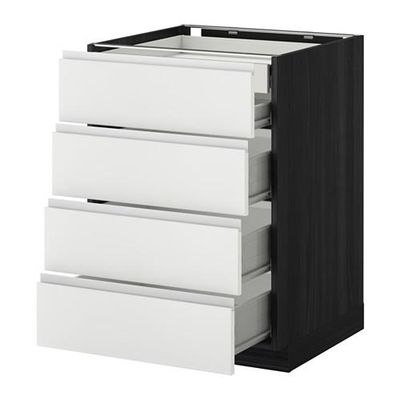 МЕТОД / ФОРВАРА Нплн шк 4фрнт/2нзк/3срд ящ - 60x60 см, Нодста белый/алюминий, под дерево черный МЕТОД / ФОРВАРА Нплн шк 4фрнт/2нзк/3срд ящ - 60x60 см, Нодста белый/алюминий, под дерево черный