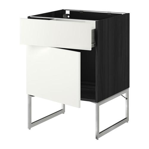 МЕТОД / ФОРВАРА Напольный шкаф с ящиком/дверью - 60x60x60 см, Хэггеби белый, под дерево черный