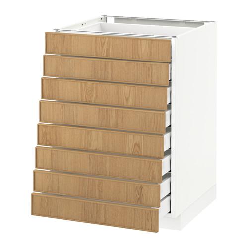МЕТОД / МАКСИМЕРА Наполн шкаф 8 фронт/8 низк ящиков - белый, Экестад дуб, 60x60 см МЕТОД / МАКСИМЕРА Наполн шкаф 8 фронт/8 низк ящиков - белый, Экестад дуб, 60x60 см
