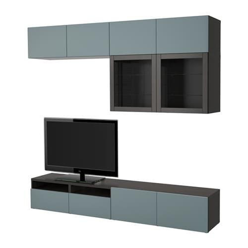 БЕСТО Шкаф для ТВ, комбин/стеклян дверцы - черно-коричневый/Вальвикен серо-бирюзовый, прозрачное стекло, направляющие ящика,нажимные БЕСТО Шкаф для ТВ, комбин/стеклян дверцы - черно-коричневый/Вальвикен серо-бирюзовый, прозрачное стекло, направляющие ящика,нажимные