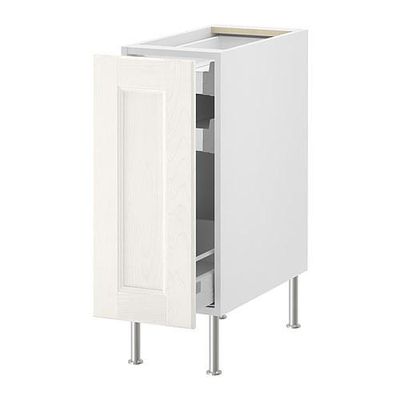 ФАКТУМ Напольный шкаф с выдвижной секцией - Рамшё белый, 30 см ФАКТУМ Напольный шкаф с выдвижной секцией - Рамшё белый, 30 см