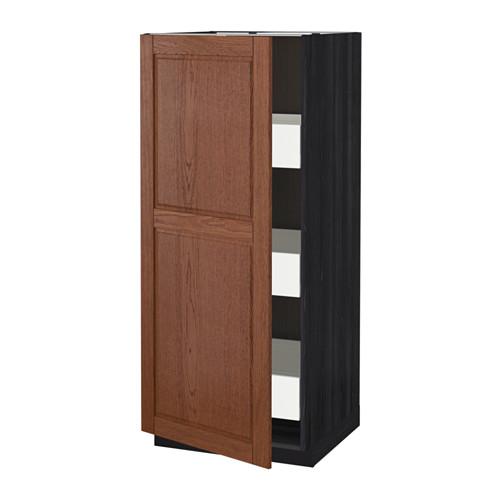 МЕТОД / ФОРВАРА Высокий шкаф с ящиками - Филипстад коричневый, под дерево черный
