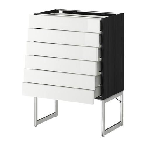 МЕТОД / МАКСИМЕРА Напольн шкаф 6фронт пнл/6 низ ящ - под дерево черный, Рингульт глянцевый белый, 60x37x60 см МЕТОД / МАКСИМЕРА Напольн шкаф 6фронт пнл/6 низ ящ - под дерево черный, Рингульт глянцевый белый, 60x37x60 см